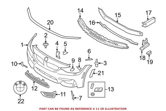 BMW Grille - Front Driver Side Lower 51118054301